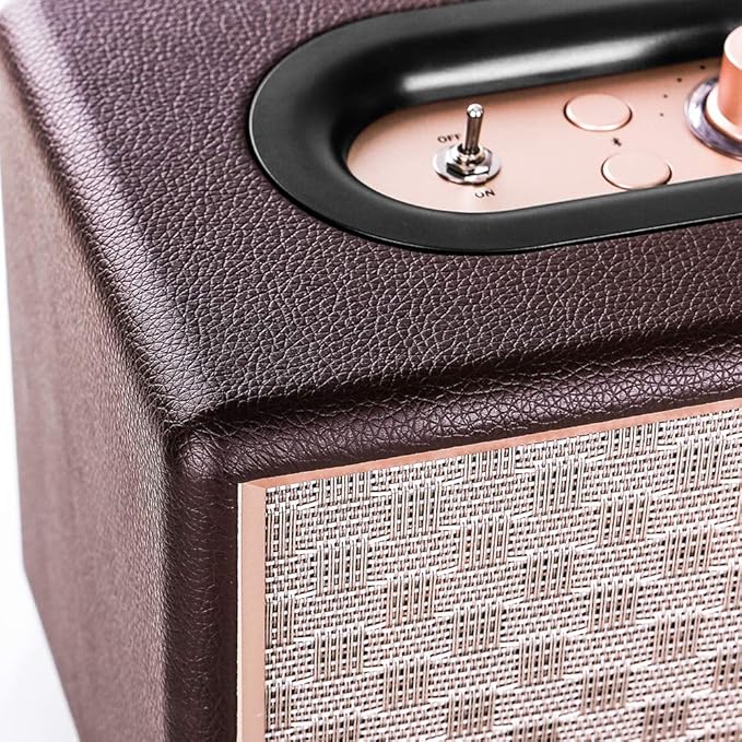 Vintage Bluetooth Speakers with Bass Enhanced Technology Wireless &amp 3.5mm Aux Input for Cellphone AC Powered (Upgraded Version)