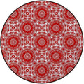 Vermilion White Round RugPrint Carpet for Bedroom Living Room Office Home Decor Mat Classic Silhouette Forest Springtime Diameter 35.4 in