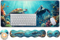 Keyboard Wrist Rest and Mouse Pad Set31.5x11.8 Inches Desk MatWaterproof Non-Slip Ergonomic Wrist Support for Pain ReliefExtended Desk Protector for Office Home GamingCute Turtle