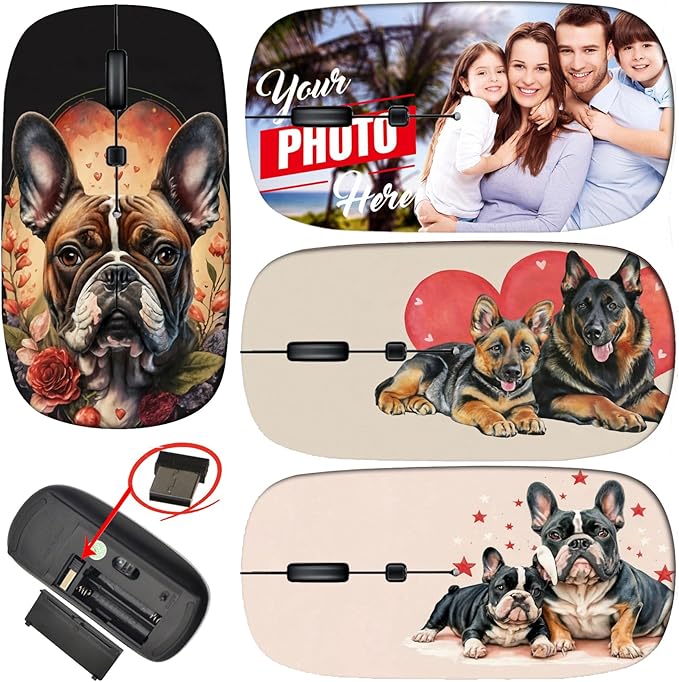 maizi Custom Wireless Mouse Cute for Mac Computer PC Chromebook Wireless Mice Cute Image ID: 10029157 Purple Floral Travel Mouse 2.4G USB Receiver Printed in USA