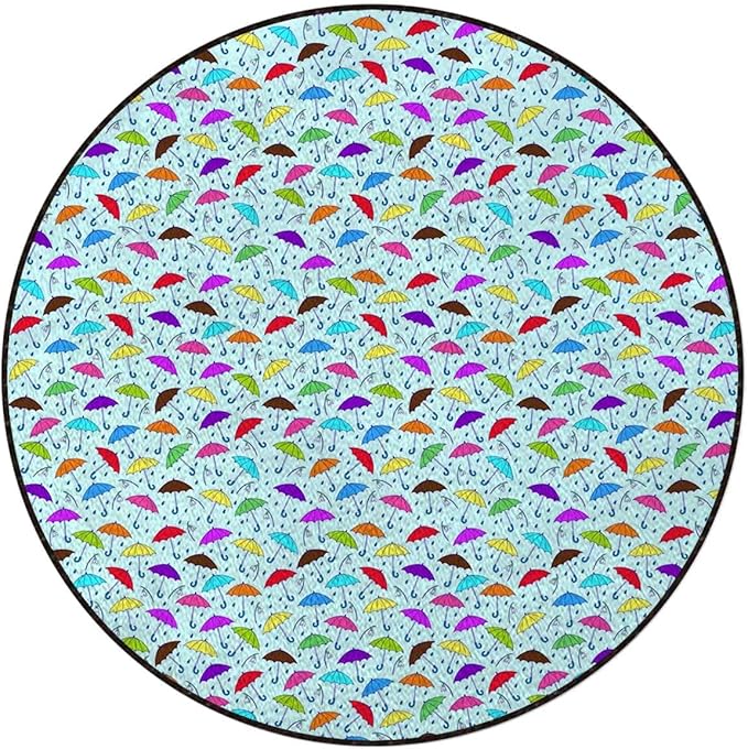 Multi Round mat Office Chair Mat Hardwood Floor mat Chair mat Round Chair Cushion for Desk Chair Office ChairCushion Chair Mat Umbrella Display Autumn Season Modern Art Diameter 47.2 in