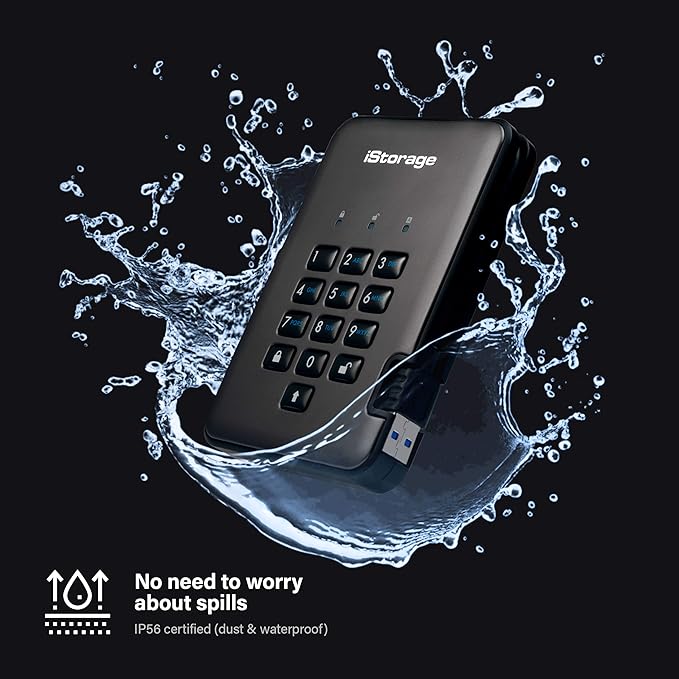 iStorage diskAshur PRO2 HDD 500 GB - Veilige harde schijf - FIPS Level 2 gecertificeerd - Beveiligd met een wachtwoord - Stof-/waterbestendig