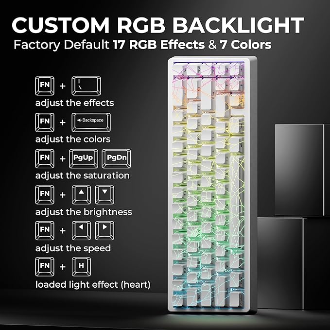 HITIME x XVX M67 Wireless 60% Percent Keyboard QMK/VIA Gaming Keyboard Tri-Mode Thocky Creamy Mechanical Key Board Hot Swappable Gasket Mount RGB IMD Tech for Win/Mac Spider Web Theme White