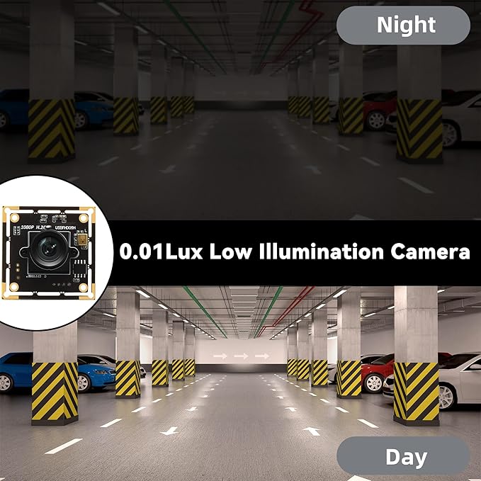 1080P Low Light USB Camera Module for Computer 2MP H.264 30fps Wide Angle Mini UVC USB2.0 Webcam Board with Microphone Embedded Industrial Camera Plug and Play for Windows Linux MacOS Raspberry Pi