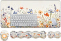 Keyboard Wrist Rest and Mouse Pad Set31.5x11.8 Inches Desk MatWaterproof Non-Slip Ergonomic Wrist Support for Pain ReliefExtended Desk Protector for Office Home GamingWildflower Pattern