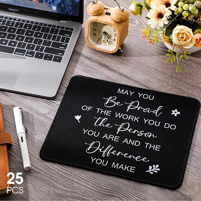 Seajan 25 Pcs Employee Appreciation Gift Bulk Mouse Pad Bulk Inspirational Computer Mouse Pad Gift for Social Worker Volunteer Teacher Nurse 8.27 x 10.24'' (Be Proud)