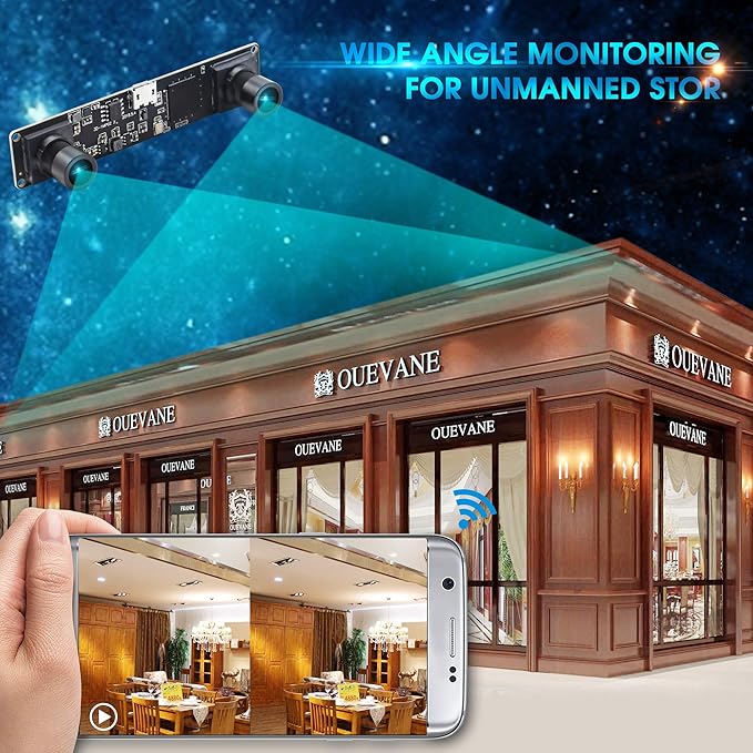 Dual Lens USB Camera Module 960p 60fps 3D Stereo Synchronized Webcam Board Module1.3mp Double Lens USB with CameraHD OV9750 Web Camera 90degree Web Cam for Windows Linux Raspberry Pi