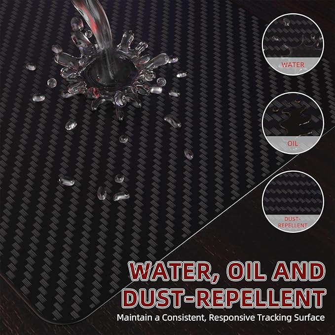 Attack Shark CM04 Carbon Fiber Gaming Mouse MatEsports Mouse Pad G240Smooth Glide Feeling with Steady ControlWaterproofNon-Slip Rubber Base Stitched Edge Gamer Office Home (14 x 11)