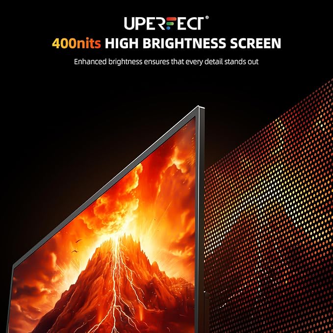 UPERFECT Portable Monitor 4K 23.8 QLED| 400 Nits 24 Large Monitor | 3840 * 2160 UHD 100% DCI-P3 | 1MS FreeSync | USB-C &amp HDMI | VESA &amp Stand | Second Screen for Computer Mini PC Game Conso