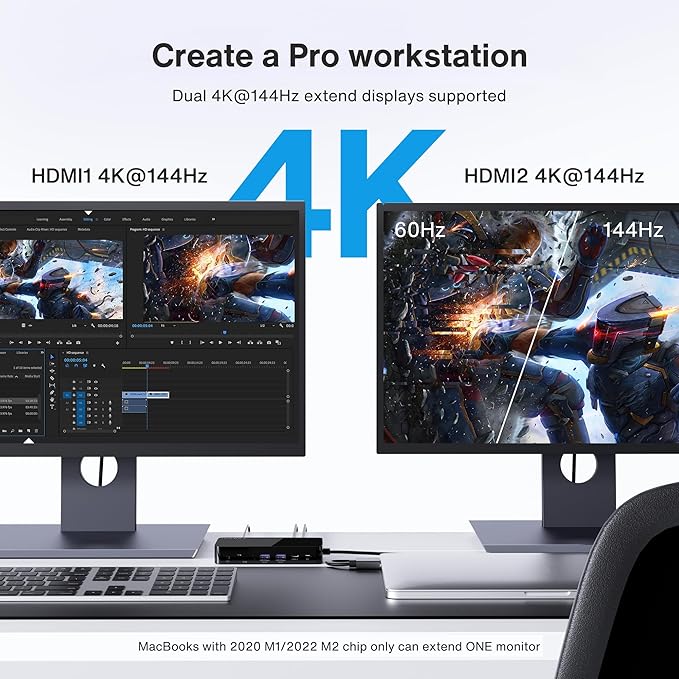 iVANKY 12-in-2 FusionDock 1 for M5 MacBook Dual 4K@144Hz Monitor (Docking Station for M5/M4 Base M3/M2/M1 Pro/Max Mac)(150W Power Adapter SD/TF USB RJ45 3.5mm Audio) Plug and Play 5Gbps Dock Hub