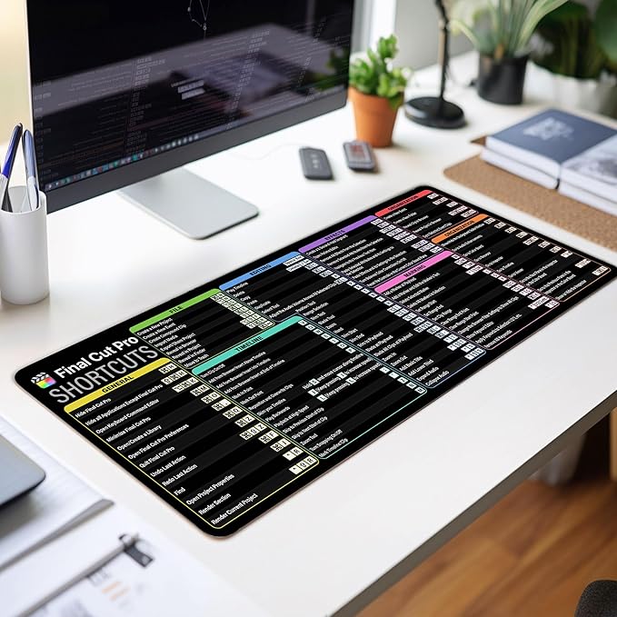 Final Cut Pro Shortcuts Cheat Sheet Mouse Mat KMH Mouse Pad for Mac Users Editors Creators Large Desk Mat Producer Mousepad Essential Computer Accessories for Study Work and Reference Purposes