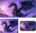 Desk Pad Large Game Mouse Pad + Small Mouse Pad + Wrist RestErgonomic Mouse PadTable Mat with Stitched EdgeAnti-SlipMemory Foam Desk Mat for Home Office Gaming(23.6×11.8in)Purple Dragon