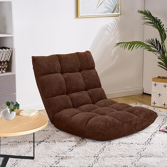 GORELAX Floor Chair with Back Support 14-Position Adjustable Folding Gaming Chair Recliner Meditation Chair with Steel Frame Padded Lazy Sofa Chair for Adults Kids (Brown)