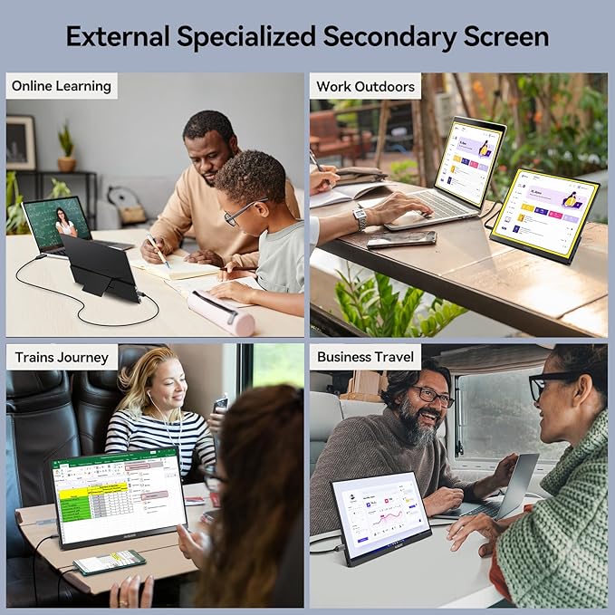 AUSDOM 15.6 Portable Laptop Monitor: FHD 1080P 15.6 inch Portable Second Screen External Travel Monitor HDMI USB-C Powered Extra Mobile Computer Secondary Display Additional for Laptop MacBook