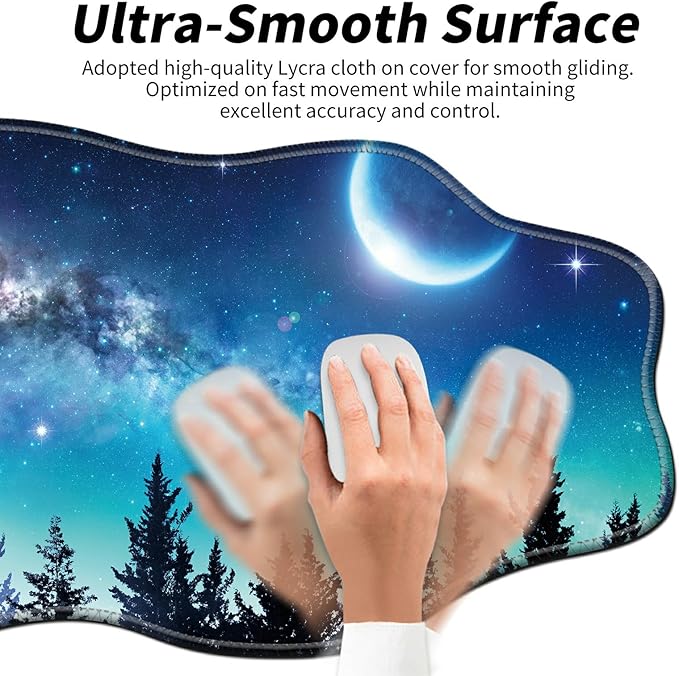 Forest Moon Desk Mat Mouse Pad 35.4X15.7 XL Extended Mousepad Huge Mouse Pads with Stitched Edges Desk Pad for Work Game Office Home