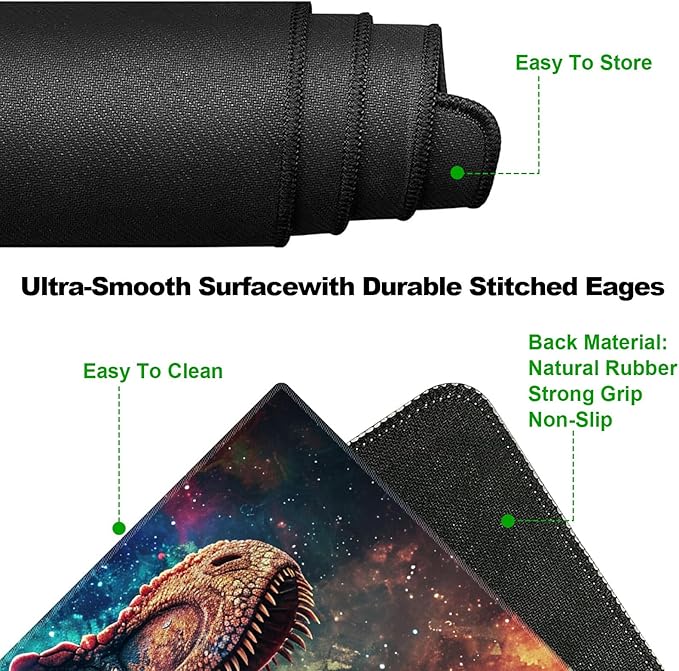 Ergonomic Desk Pad Mat &amp Keyboard Wrist Rest Set 3-in-1 Office Mouse Pad with Memory Foam Support Non-Slip Computer Blotter for Home Gaming &amp Writing 23.6 x 11.8 Dinosaur