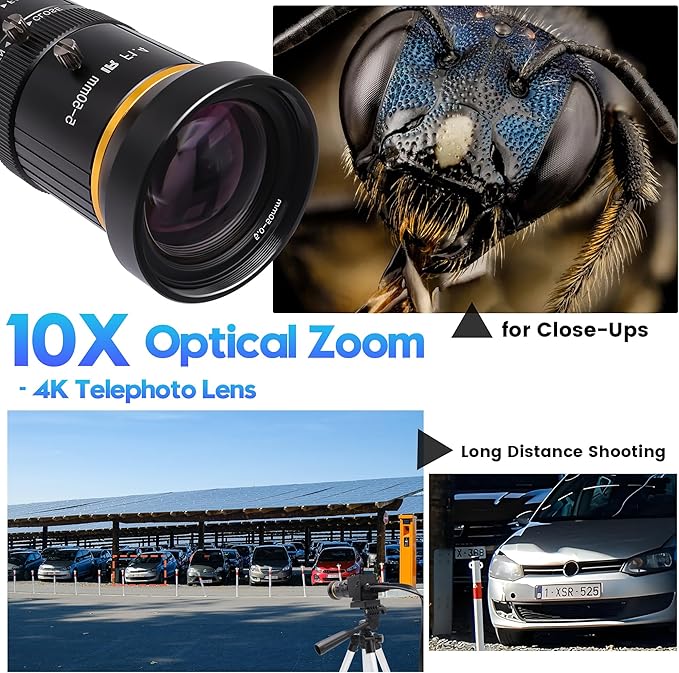 SVPRO 5MP 30FPS USB Camera with 5-50mm Telephoto Lens 10X Optical Zoom Manual Focus Webcam for Macro &amp Long Distance Low Light Computer Camera with IMX335 Sensor for Windows Mac-OS Linux Ando