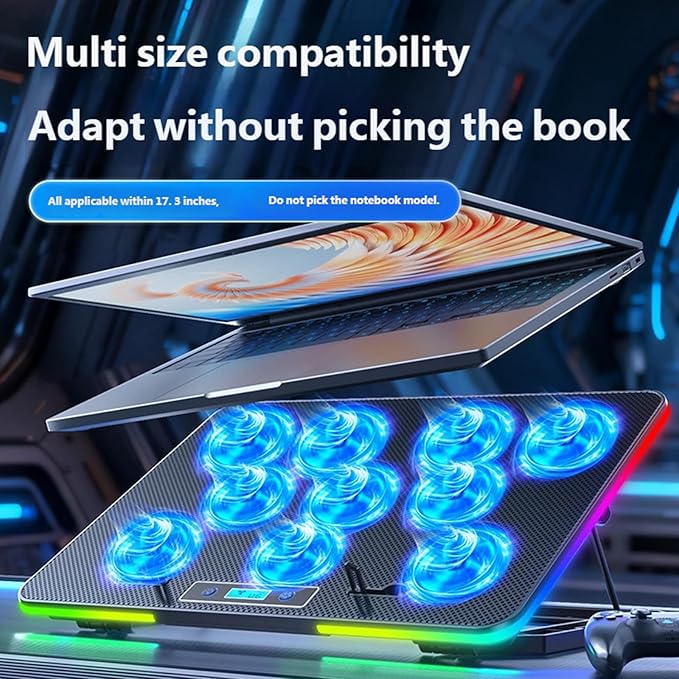 Ergonomic RGBs Laptop Coolers for Gaming Devices Universals 14-17.3inch Enhances Heat Transfer Metal Construction Fast Speed Laptop Coolers