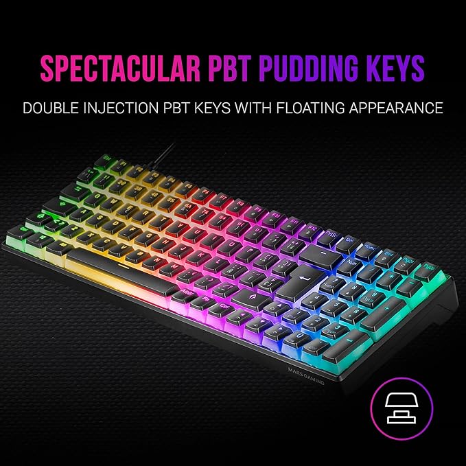 MARSGAMING MKULTRABFR Mechanical Keyboard Black RGB Compact 96% Switch Outemu SQ Blue French Language