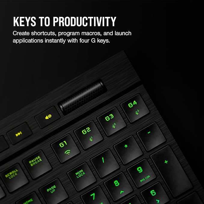 Corsair K100 AIR Wireless RGB Mechanical Gaming Keyboard - Ultra-Thin Sub-1ms Slipstream Low-Latency Bluetooth Cherry MX Ultra Low Profile Keyswitches - NA Layout QWERTY - Black