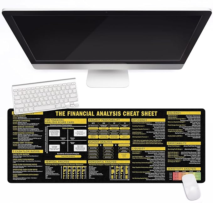 Financial Analysis Cheat Sheet Mouse Mat KMH Mouse Pad for Accountants Analysts Financial Knowledge Large Desk Mat Mousepad Essential Computer Accessories for Study Work and Reference Purposes