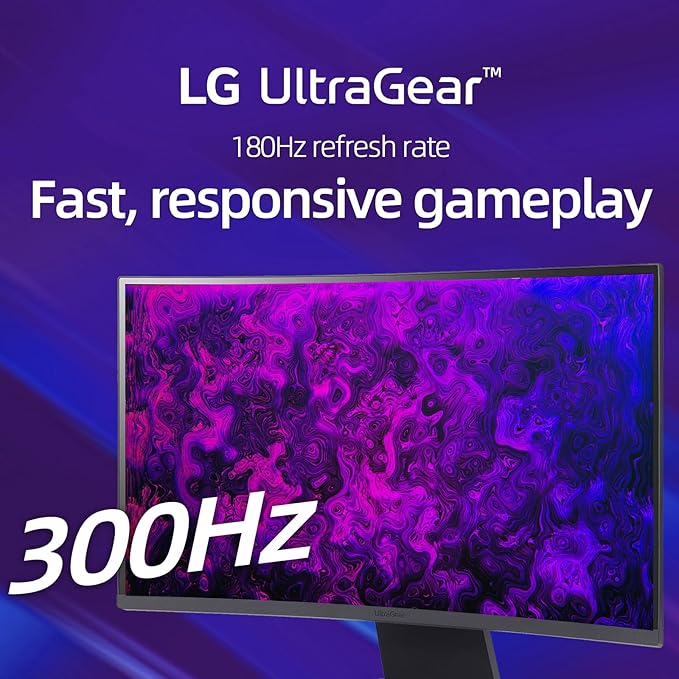LG 27 QHD Gaming Monitor Ultragear Curved Display 180Hz 1ms 1000R AMD FreeSync HDR10 99% sRGB Black Stabilizer DAS Crosshair FPS Counter HDMI x2 DisplayPort Borderless Design Black