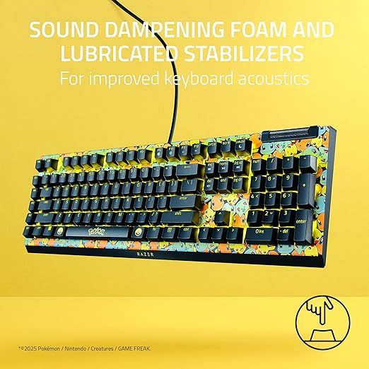 Razer BlackWidow V4 X Mechanical Gaming Keyboard: Green Switches Tactile &amp Clicky - 6 Macro Keys - Chroma RGB - Doubleshot ABS Keycaps - Sound Dampening &amp Stabilizers - Pokémon Edition
