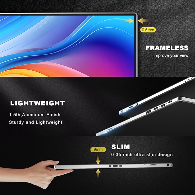 Portable Monitor Touchscreen 15.6 4K UHD 3840X2160 100000:1 OLED 10-Point Touch Screen Laptop Monitor with Protective Case HDMI USB C Travel Monitor for Phones PS5/4 Xbox Switch