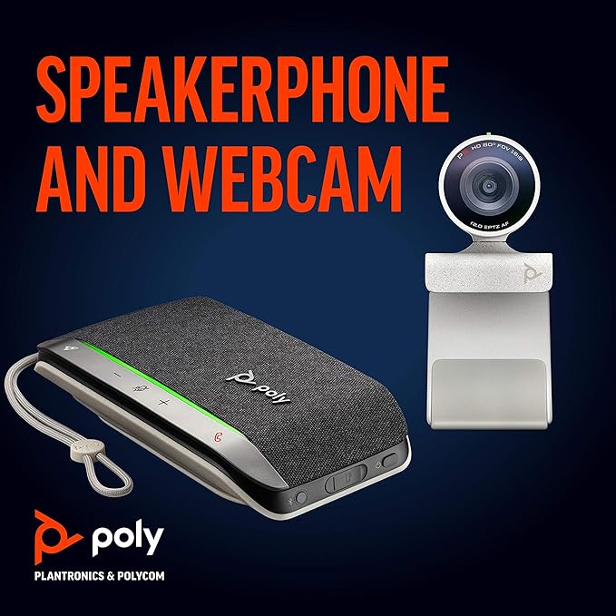 Plantronics Poly - Studio P5 Webcam with Poly Sync 20+ Speakerphone Kit Polycom - 1080p HD Professional Video Conferencing Camera &amp Bluetooth Wireless Smart Speakerphone-Certified for Zoom &amp T