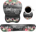 Ergonomic Mouse Pad Wrist Support and Keyboard Wrist Rest Set with Coasters Non-Slip PU Base Easy Typing &amp Pain Relief for Computer Laptop Home Office Floral Quote Bible Verse Psalm 46:5