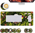Mouse PadLarge Desk Mat Set 4in1 XL Mousepad + Keyboard Wrist Rest+Mouse Wrist Rest+Coaster with Ergonomic Desk Pad for Home Office Table Computer Cover -Cute Calf in Flower Field