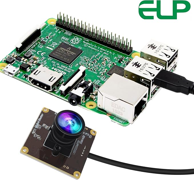 ELP 5MP Global Shutter 50fps USB Camera Module for Computer UVC USB2.0 Lightburn Camera for Laser Engraver High Speed 60fps PC Cam Wide Angle Webcamera for Live Streaming (100°no Distortion Lens)