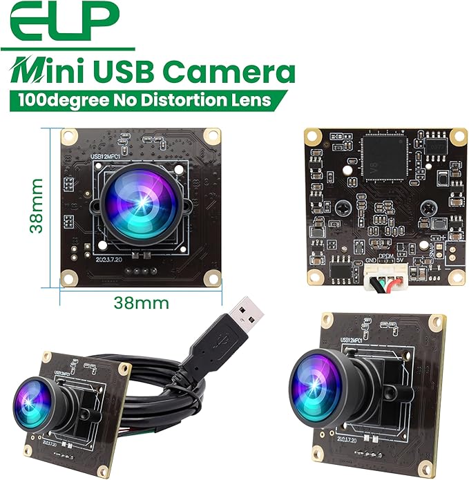 ELP 1080P 120fps USB Camera Module for Computer 11.6mp Lightburn Camera Mini UVC USB2.0 High Speed PC Camera Wide Angle USB Security Web Camera Board for Laptop (100° no Distortion Lens)
