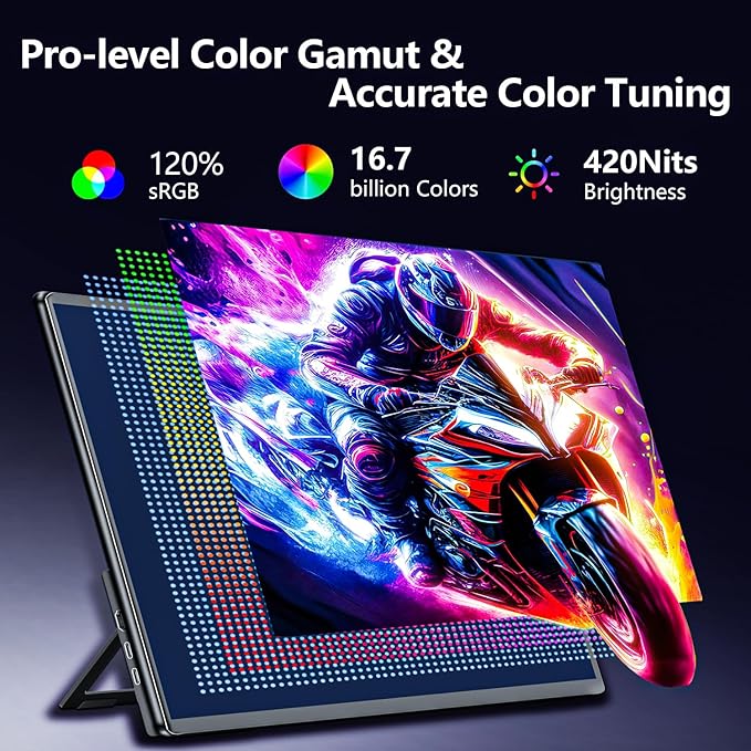 4K Large Portable Monitor 24“ Travel Monitor UHD 3840*2160 120% sRGB External Second Screen for MacBook Laptop Desktop Mini PC W/Stand VESA HDMI USB-C Gaming Display for PS5/Xbox Devices(O2401) (4K)