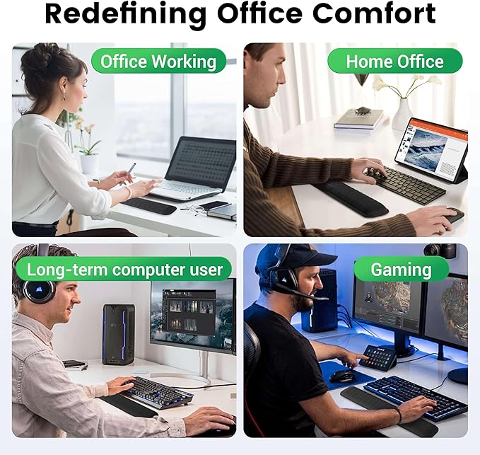 MEKASS Christmas Mouse Pad Ergonomic Mouse Pad and Keyboard Wrist Rest Set Memory Foam Desk Wrist Support for Computer Keyboard Non-Slip Wrist Rest for Typing Gaming Office (Green Christmas Tree)