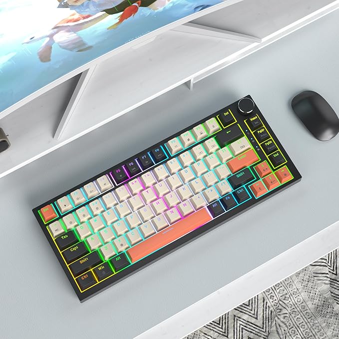 75% Mechanical Gaming Keyboard - Retro Gasket Mount Hot Swappable RGB Backlit TKL Custom Keyboard for PC Laptop Windows Gamers (Carbon)