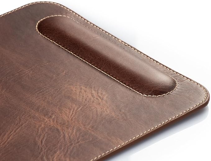 Londo Top Grain Leather Mouse Pad with Wrist Rest – Ergonomic Support Non-Slip Base Smooth Surface