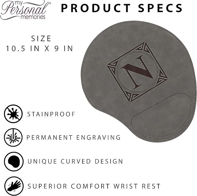 My Personal Memories Custom Engraved and Personalized Mouse Pad with Wrist Rest Desk Accessories (Gray)
