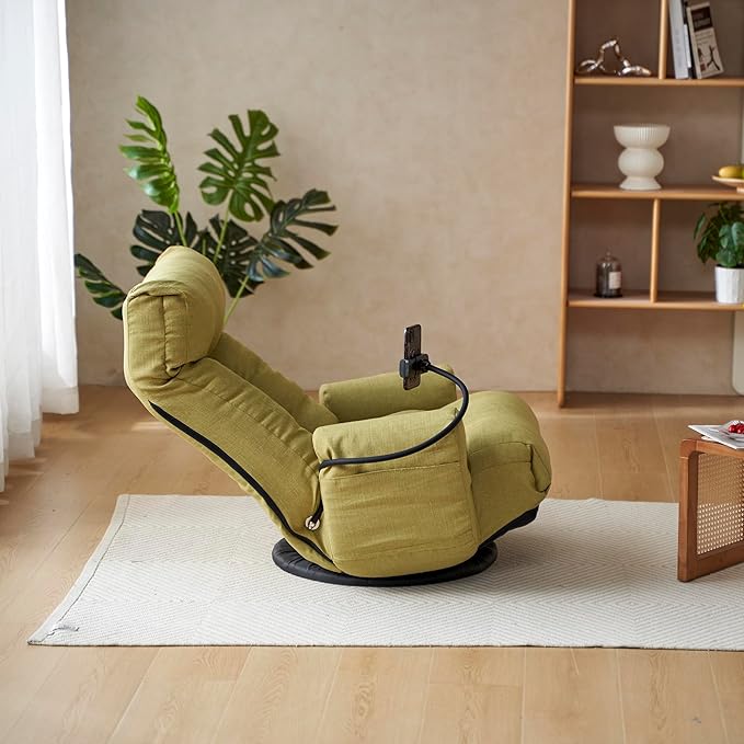 360° Swivel Sofa ChairGaming ChairLiving Room Lounge Chair5-Position Adjustable Head and LumbarSwivel Seat Indoor Coffee Chair (Green)
