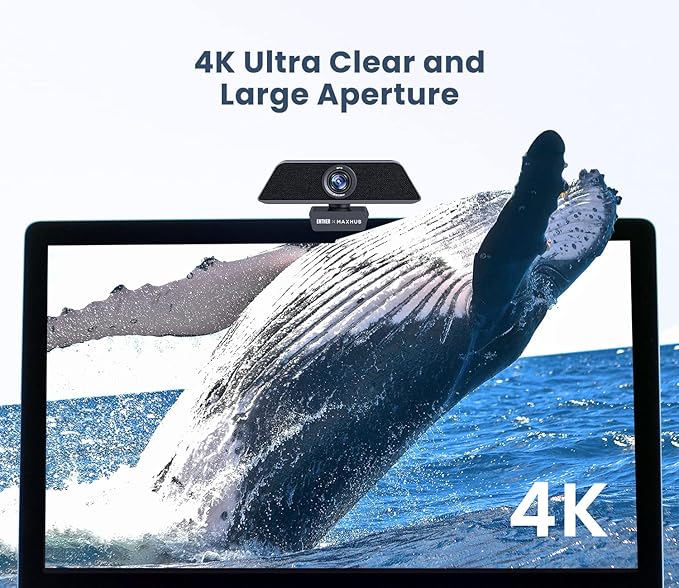 Enther &amp MAXHUB 4K Stream Webcam with MicrophoneAutoframingUltra 4K HD Video CallingNoise-Canceling micHD Auto Light CorrectionWide Field of ViewWorks with Microsoft TeamsZoomGoogle Voice