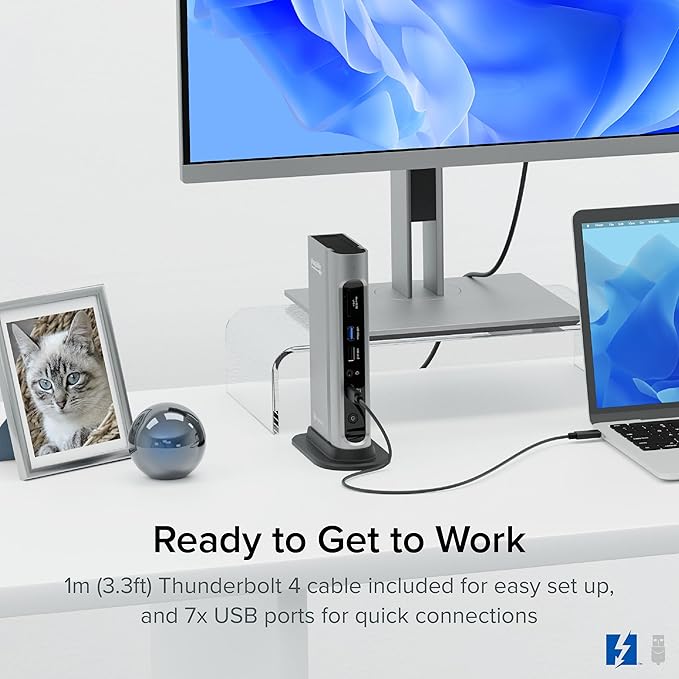 Plugable 16-in-1 Thunderbolt 4 Dock – Dual 4K Monitors for M4/M5 MacBook Air/Pro 100W Charging 2X HDMI 2X DisplayPort 2.5G Ethernet 7X USB MicroSD/SD Card Reader Windows &amp USB4 Compatible