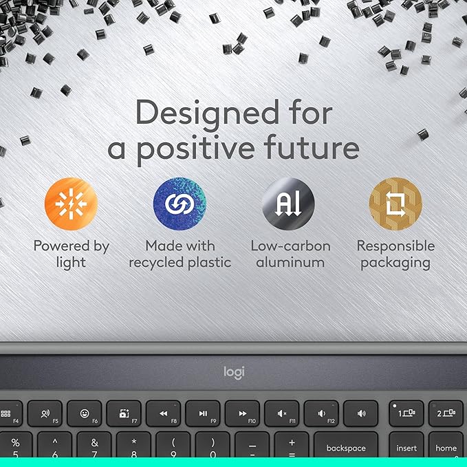 Logitech Signature Slim Solar+ Wireless Bluetooth Keyboard K980 Solar and Artificial Light Powered Up to 10 Years Battery Life Customizable Keys - Graphite