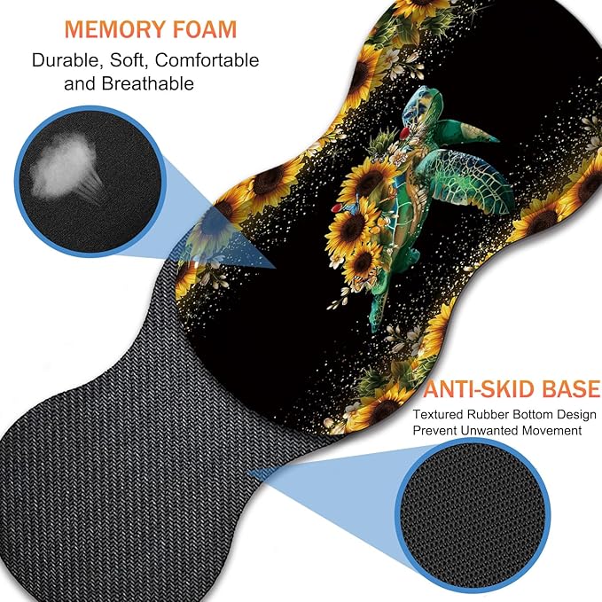Extended Non-Slip Mouse Pad + Mouse Wrist Rest + Lace-Shaped Coaster Set Ergonomic Design Suitable for Desk and Home Gaming Table Mat Starry Night and Turtle Sunflowers
