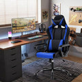 Ergonomic PU Leather Computer ChairHome Office Desk Chair with Adjustable Lumbar SupportExecutive High Back 360°Swivel Rolling Gaming Chairs for Adults(Blue)