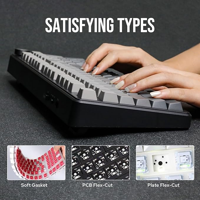 EPOMAKER X Aula F99 PRO Wireless Gaming Keyboard with 8000mAh Battery Hot Swappable Creamy Keyboard 2.4GHz/Type-C/BT5.0 NKRO RGB Backlit for Win/Mac/Gaming (Black Gradient)