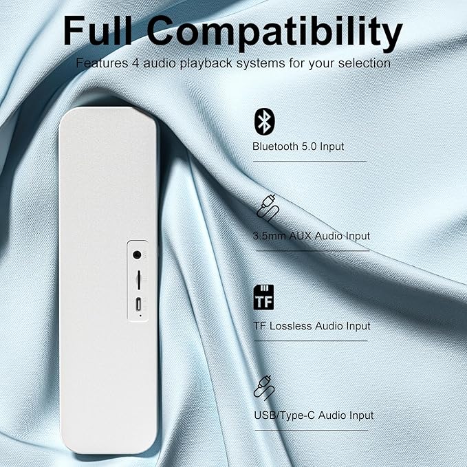 Computer Speaker for DesktopRechargeable PC SpeakerSmall Computer Soundbar with Stereo &amp Bass3.5mm Aux-inBluetoothTF PortLoud Volume for Web ConferencesTeacherMusic (White)