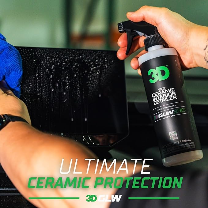 3D SiO2 Interior Detailer GLW Series | Ultimate Deep Cleaning | Ultra Ceramic Protectant |Safe on Leather Vinyl Plastic &amp More | Removes Dust Dirt Grease | DIY Car Detailing | 64 oz