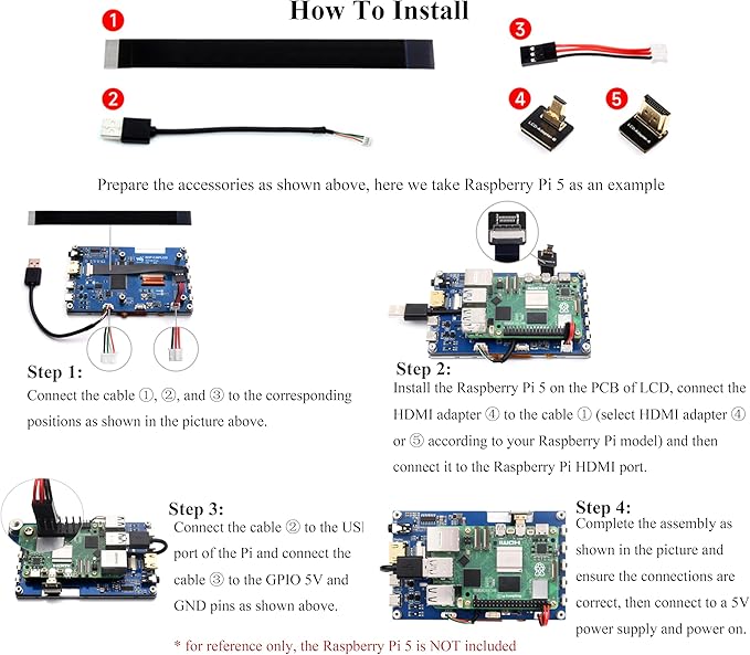 5inch HDMI Touch Screen 1024x600 Capacitive Touch IPS Display Compatible with Raspberry Pi 5/4B/3B+/3B/Zero 2W/Zero W/Zero/Pico/Pico W Win 11/10/8.1/8/7 /Jetson Nano (Wide-Bezel Capacitive Touch)