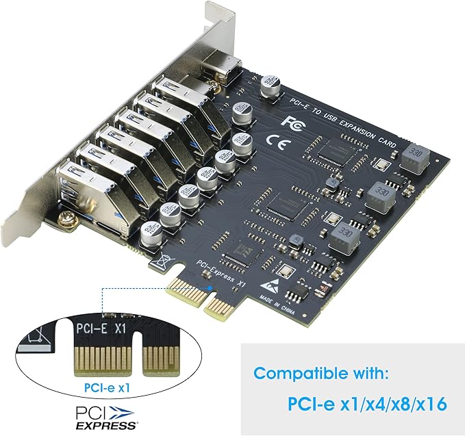 USB 3.0 PCIe Card RIITOP PCI-e to 2Port USB C + 6 Port USB 3.0 Internal Expansion Card 5Gbps