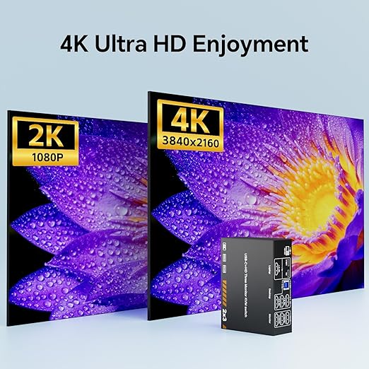KVM Switch 3 Monitors 1 Laptop &amp 1 Desktop Reyoten 4K HDMI USB Switch3 Monitors for Laptop with 3 USB 3.0 Ports 4K Hub for 2 PCs to Share Monitor Keyboard Mouse &amp Printer